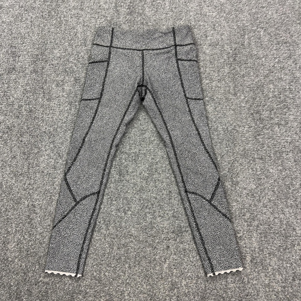 Lululemon Pants Womens 6 Black White Spotted Ankle Leggings Pockets Yoga Gym